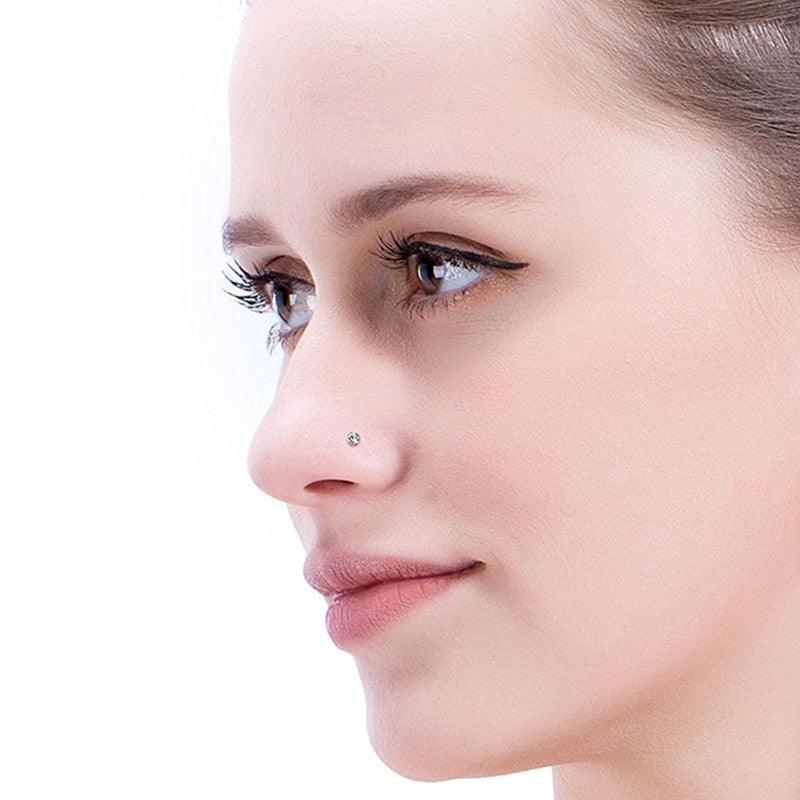 Stainless Steel L Shape Nose Stud Pack 20G Crystal Straight Stud Nose Ring Set Nose Stud Lot Piercing Straight Pin Nose Stud With Crystal Nose Piercing Body Jewelry Nose Studs Rings Piercing Pin Stud Pin  Piercing Cartilage Tragus Earring Body Jewelry