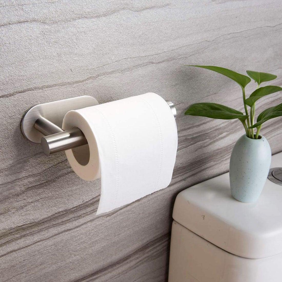 Stainless Steel Nail-free Wall Mounted Toilet Paper Holder Kitchen Tissue Paper Holder Toilet Roll Dispenser For Bathroom Toilet Paper Holder Toilet Paper roll Holder Self Adhesive+Super Glue  Stainless Steel No Drilling For Bathroom Bedroom Kitchen