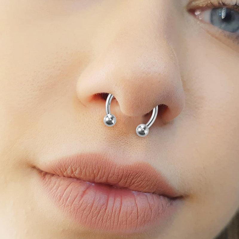 Stainless Steel Nose Hoop Ring Septum Lip Studs Cartilage Earrings Circular Tragus Ear Piercing Horseshoe Zircon Septum Piercing Nose Ring Hoop nose For Girl Men Faux Body Clip Rings Body Jewelry  Nose Septum Ring Clip On Body Piercing Jewelry