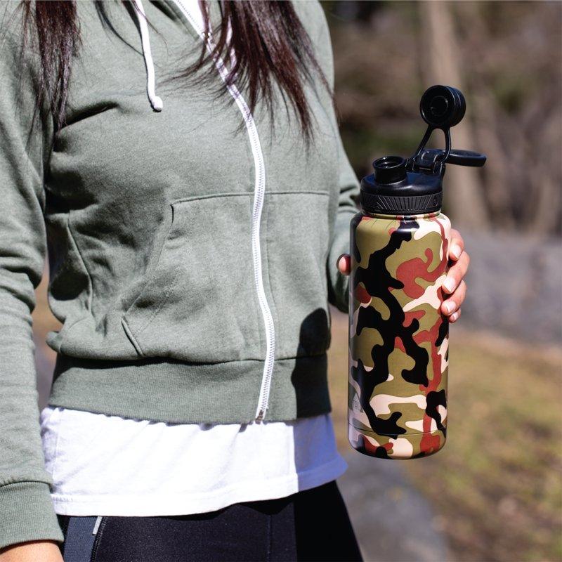 Stainless Steel Ranger Water Bottle Camo Pattern Stainless Steel Vacuum Insulated Water Bottle Sport Drink Bottle With Straw For Camping Running Gym Yoga Army Style Insulated Portable Water Bottle