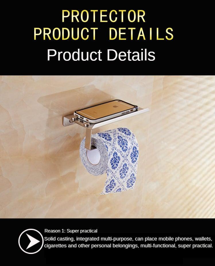 Stainless Steel Toilet Paper Holder Bathroom Wall Mount Paper Phone Holder Shelf Towel Roll Shelf Accessories Bathroom Tissue Roll Holder With Phone Shelf Stainless Steel Tissue Paper Dispenser Brushed Finished Wall Mount