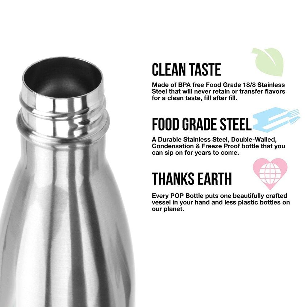 Stainless Steel Water Bottle BPA Free Thermos Water Beer Thermos 500ml for Sport Bottles Double-Wall Insulated Vacuum Flask Double-Walled Insulated Vacuum Flask Stainless Steel Drinking Bottle