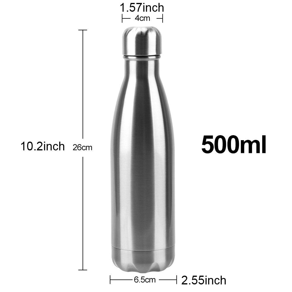 Stainless Steel Water Bottle BPA Free Thermos Water Beer Thermos 500ml for Sport Bottles Double-Wall Insulated Vacuum Flask Double-Walled Insulated Vacuum Flask Stainless Steel Drinking Bottle