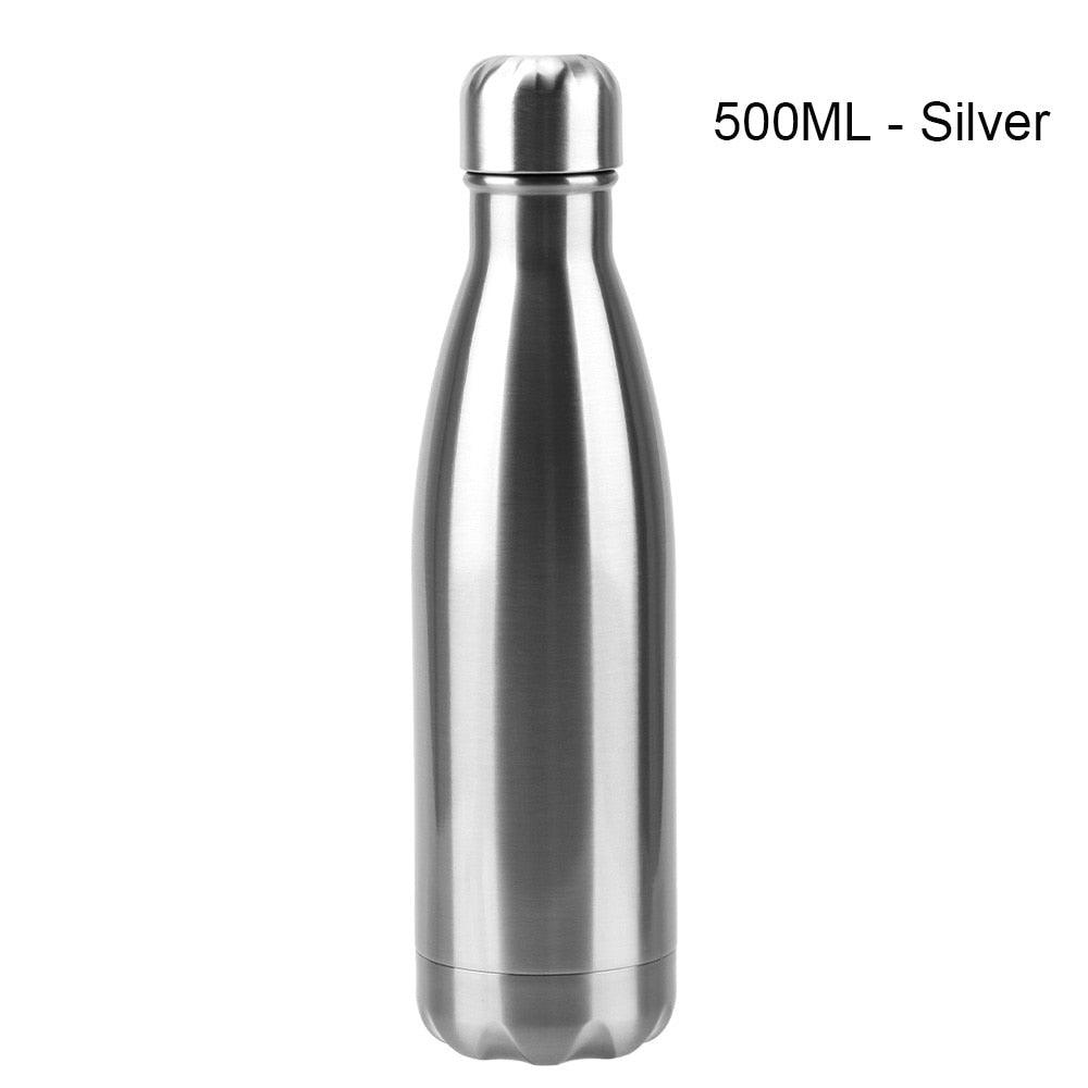 Stainless Steel Water Bottle BPA Free Thermos Water Beer Thermos 500ml for Sport Bottles Double-Wall Insulated Vacuum Flask Double-Walled Insulated Vacuum Flask Stainless Steel Drinking Bottle