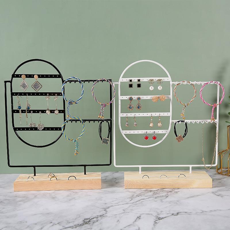 Stand Jewelry Display Organizer Earrings Pendants Bracelets Jewelry Holder With Wooden Base Earrings Storage Rack Metal Jewelry Storage Stand Necklace Rack Ornaments Display Stand Shopping Earring Stand