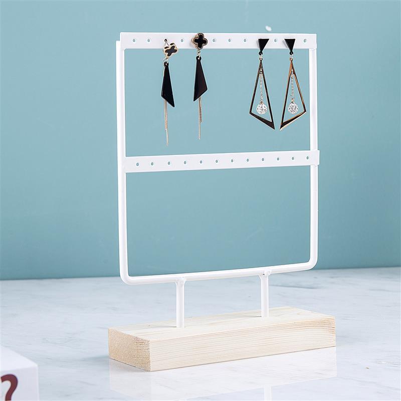 Stand Jewelry Display Organizer Earrings Pendants Bracelets Jewelry Holder With Wooden Base Earrings Storage Rack Metal Jewelry Storage Stand Necklace Rack Ornaments Display Stand Shopping Earring Stand