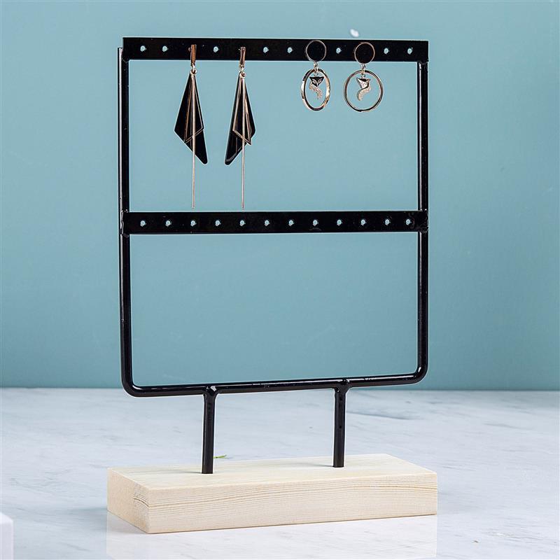 Stand Jewelry Display Organizer Earrings Pendants Bracelets Jewelry Holder With Wooden Base Earrings Storage Rack Metal Jewelry Storage Stand Necklace Rack Ornaments Display Stand Shopping Earring Stand