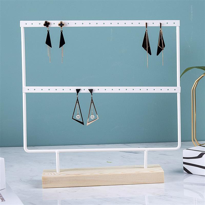 Stand Jewelry Display Organizer Earrings Pendants Bracelets Jewelry Holder With Wooden Base Earrings Storage Rack Metal Jewelry Storage Stand Necklace Rack Ornaments Display Stand Shopping Earring Stand