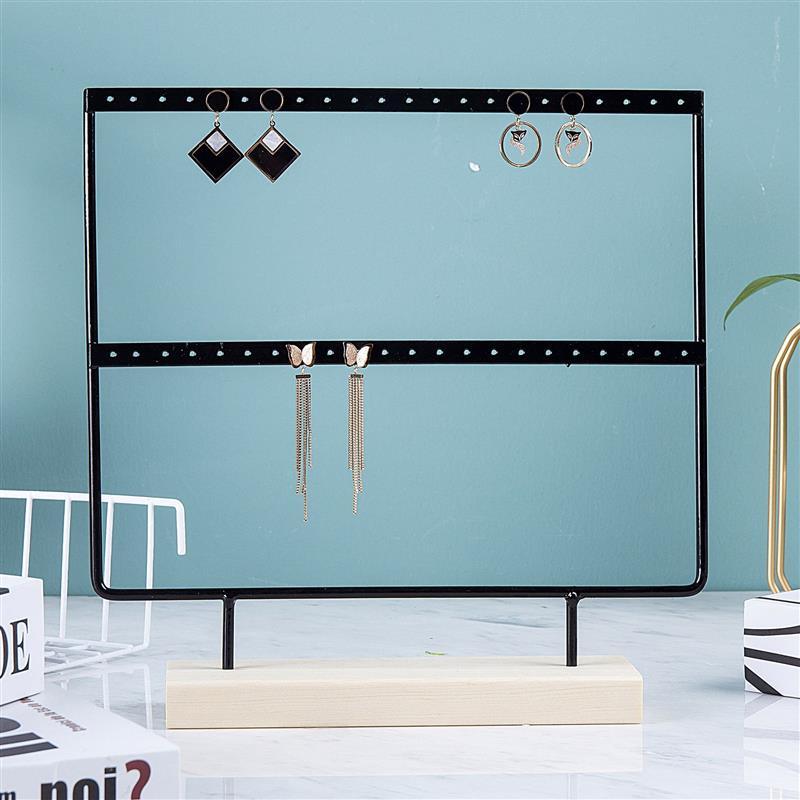 Stand Jewelry Display Organizer Earrings Pendants Bracelets Jewelry Holder With Wooden Base Earrings Storage Rack Metal Jewelry Storage Stand Necklace Rack Ornaments Display Stand Shopping Earring Stand