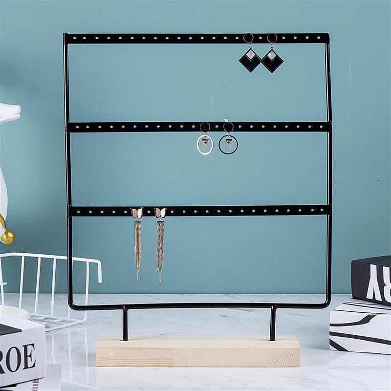 Stand Jewelry Display Organizer Earrings Pendants Bracelets Jewelry Holder With Wooden Base Earrings Storage Rack Metal Jewelry Storage Stand Necklace Rack Ornaments Display Stand Shopping Earring Stand