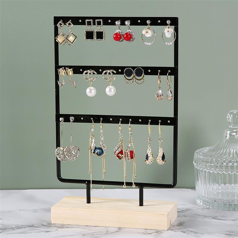 Stand Jewelry Display Organizer Earrings Pendants Bracelets Jewelry Holder With Wooden Base Earrings Storage Rack Metal Jewelry Storage Stand Necklace Rack Ornaments Display Stand Shopping Earring Stand