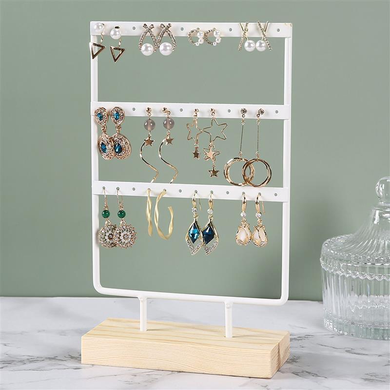 Stand Jewelry Display Organizer Earrings Pendants Bracelets Jewelry Holder With Wooden Base Earrings Storage Rack Metal Jewelry Storage Stand Necklace Rack Ornaments Display Stand Shopping Earring Stand