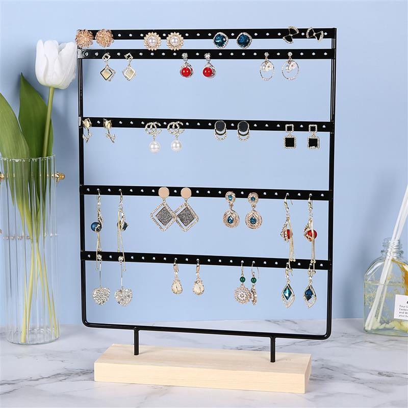 Stand Jewelry Display Organizer Earrings Pendants Bracelets Jewelry Holder With Wooden Base Earrings Storage Rack Metal Jewelry Storage Stand Necklace Rack Ornaments Display Stand Shopping Earring Stand