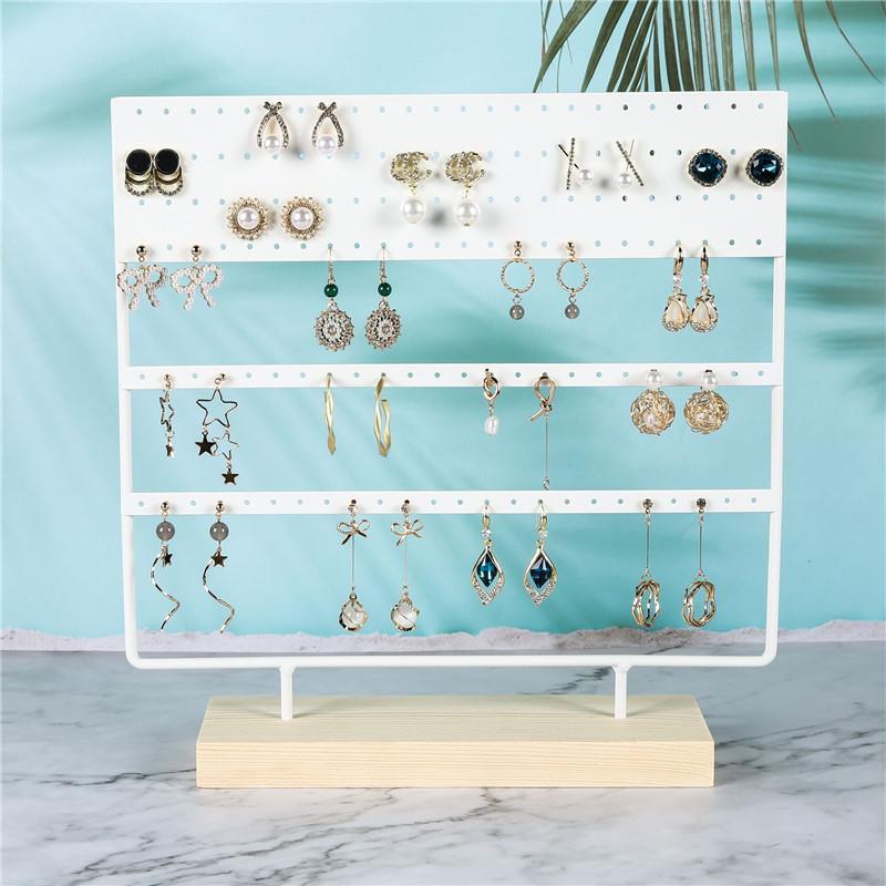 Stand Jewelry Display Organizer Earrings Pendants Bracelets Jewelry Holder With Wooden Base Earrings Storage Rack Metal Jewelry Storage Stand Necklace Rack Ornaments Display Stand Shopping Earring Stand