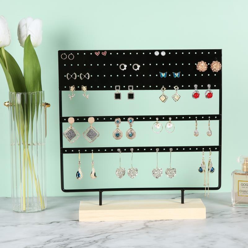 Stand Jewelry Display Organizer Earrings Pendants Bracelets Jewelry Holder With Wooden Base Earrings Storage Rack Metal Jewelry Storage Stand Necklace Rack Ornaments Display Stand Shopping Earring Stand