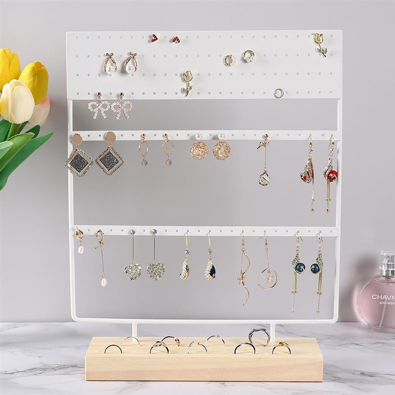 Stand Jewelry Display Organizer Earrings Pendants Bracelets Jewelry Holder With Wooden Base Earrings Storage Rack Metal Jewelry Storage Stand Necklace Rack Ornaments Display Stand Shopping Earring Stand