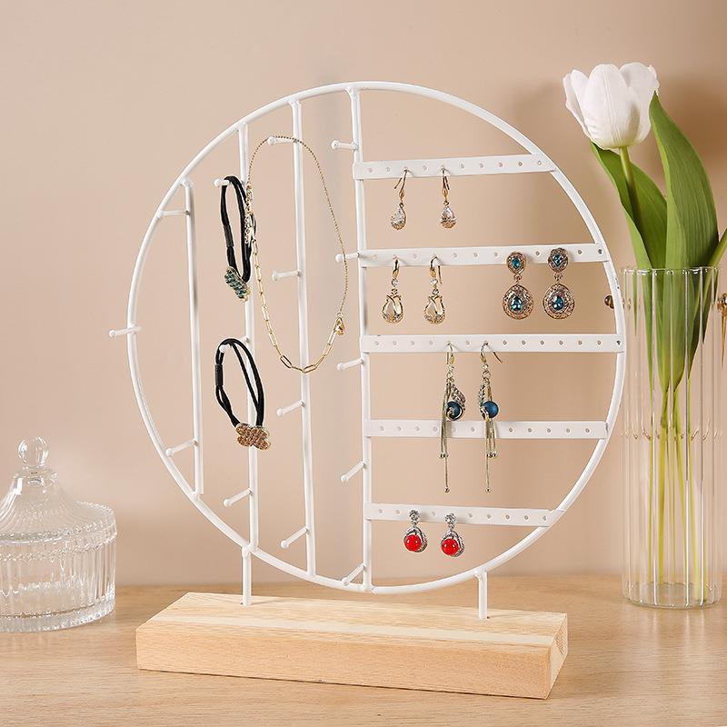 Stand Jewelry Display Organizer Earrings Pendants Bracelets Jewelry Holder With Wooden Base Earrings Storage Rack Metal Jewelry Storage Stand Necklace Rack Ornaments Display Stand Shopping Earring Stand