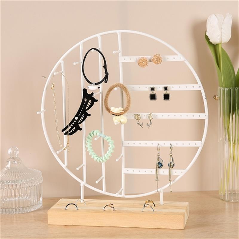 Stand Jewelry Display Organizer Earrings Pendants Bracelets Jewelry Holder With Wooden Base Earrings Storage Rack Metal Jewelry Storage Stand Necklace Rack Ornaments Display Stand Shopping Earring Stand