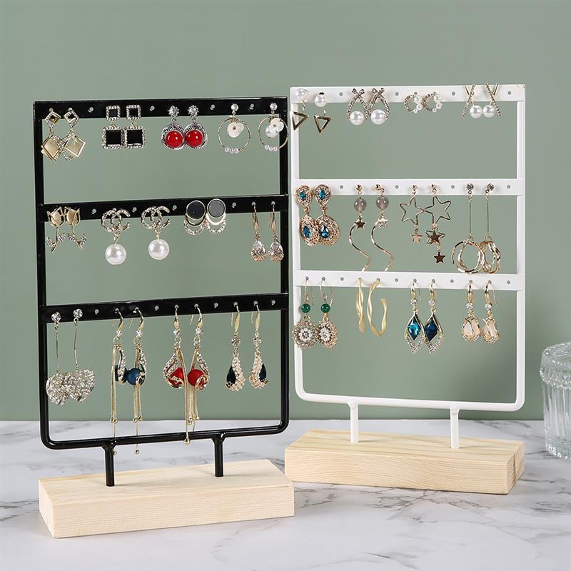 Stand Jewelry Display Organizer Earrings Pendants Bracelets Jewelry Holder With Wooden Base Earrings Storage Rack Metal Jewelry Storage Stand Necklace Rack Ornaments Display Stand Shopping Earring Stand