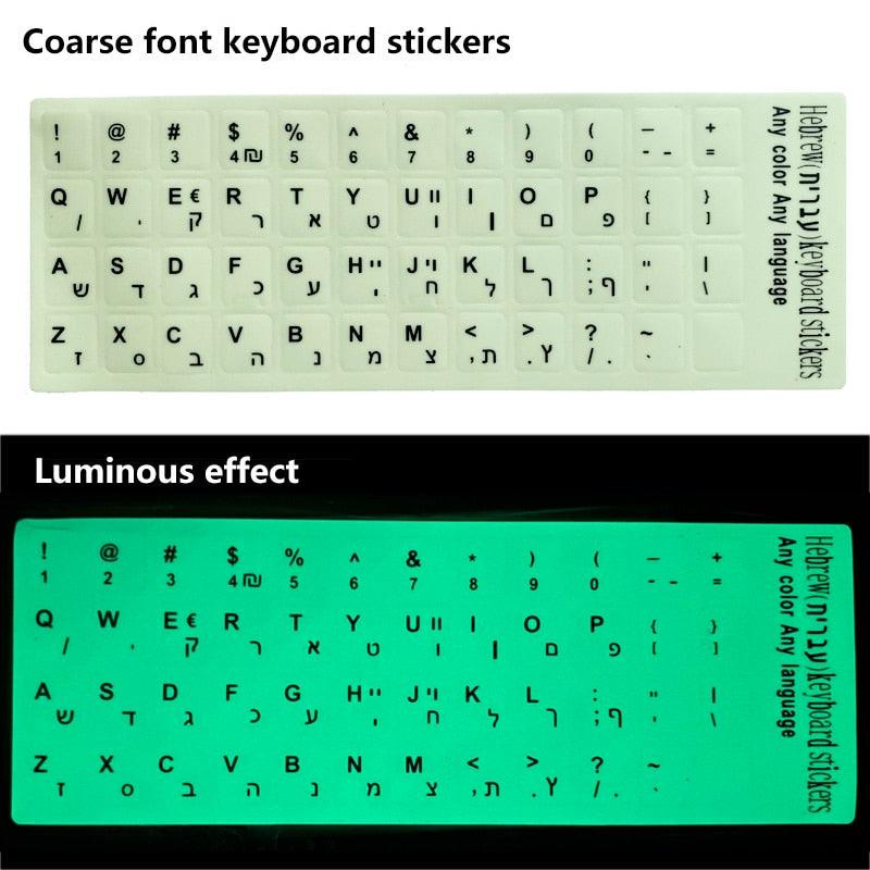 Standard Matte 3 in 1 Hebrew 10 Kinds Keyboard Stickers Language-English Arabic Russian Letter Film for PC Laptop Accessories Laptop Keyboard Skin Protector For Gaming Lovers