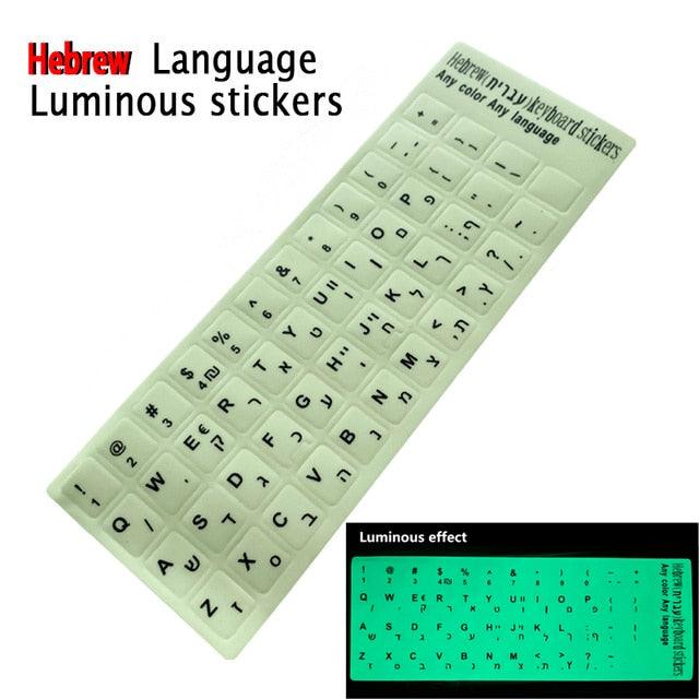 Standard Matte 3 in 1 Hebrew 10 Kinds Keyboard Stickers Language-English Arabic Russian Letter Film for PC Laptop Accessories Laptop Keyboard Skin Protector For Gaming Lovers