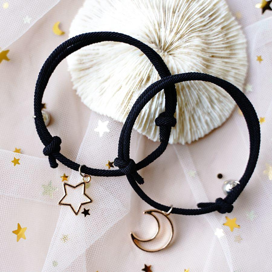 Star Moon Magnetic Couple Bracelet Set For Men Women Trendy Handmade Rope Chain Friendship Bracelet Adjustable Moon Star Charms Magnetic Bracelets Woven Thread Adjustable Bracelets Couple Lover Bestfriend Gift