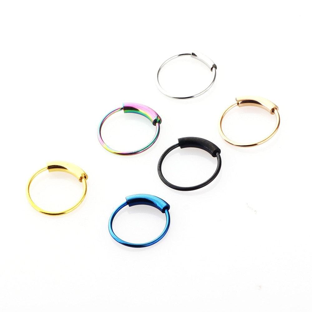 Steel Hinged Clicker Circle ring Piercing Nose Ring Hoop Lip Ear Ring Body Jewelry Piercing Clip Surgical Steel Nose Hoop Nose Ring Stud Punk Style Body Piercing Jewelry Nose Lip Cartilage Tragus Helix Stainless Steel Hinged Clicker Segment Nose Ring