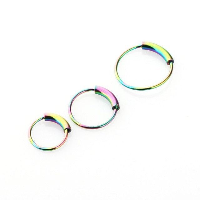 Steel Hinged Clicker Circle ring Piercing Nose Ring Hoop Lip Ear Ring Body Jewelry Piercing Clip Surgical Steel Nose Hoop Nose Ring Stud Punk Style Body Piercing Jewelry Nose Lip Cartilage Tragus Helix Stainless Steel Hinged Clicker Segment Nose Ring