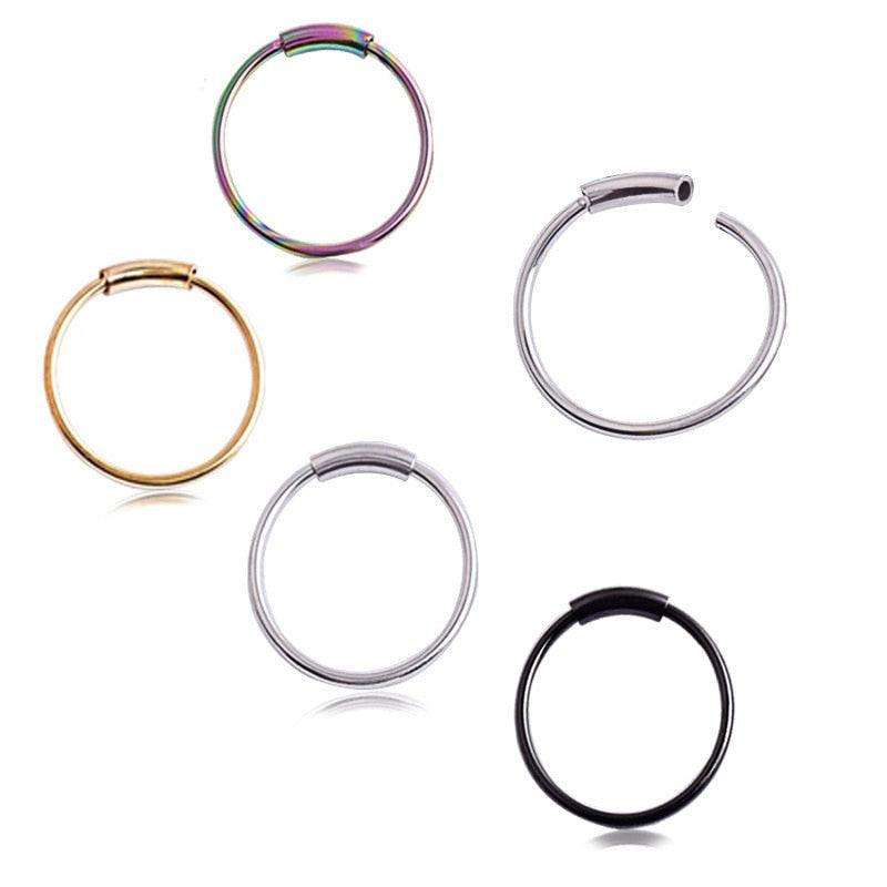 Steel Hinged Clicker Circle ring Piercing Nose Ring Hoop Lip Ear Ring Body Jewelry Piercing Clip Surgical Steel Nose Hoop Nose Ring Stud Punk Style Body Piercing Jewelry Nose Lip Cartilage Tragus Helix Stainless Steel Hinged Clicker Segment Nose Ring