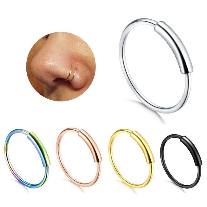 Steel Hinged Clicker Circle ring Piercing Nose Ring Hoop Lip Ear Ring Body Jewelry Piercing Clip Surgical Steel Nose Hoop Nose Ring Stud Punk Style Body Piercing Jewelry Nose Lip Cartilage Tragus Helix Stainless Steel Hinged Clicker Segment Nose Ring