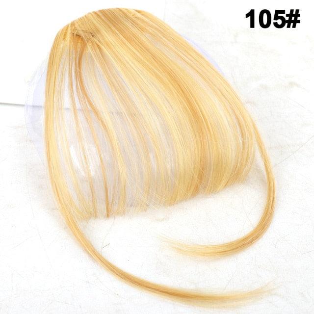 Straight Light Brown Dark Brown Blunt Air Bangs Front Hair Fringes bangs Clip in Neat Women Fringes Natural Flat Neat Bangs With Temples For Women One Piece Hairpiece