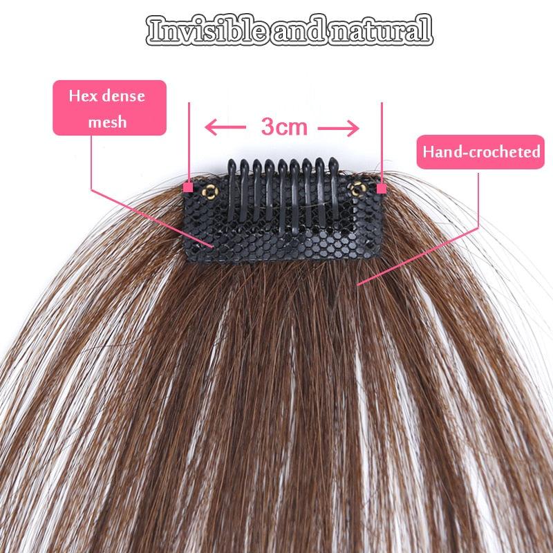 Straight Light Brown Dark Brown Blunt Air Bangs Front Hair Fringes bangs Clip in Neat Women Fringes Natural Flat Neat Bangs With Temples For Women One Piece Hairpiece