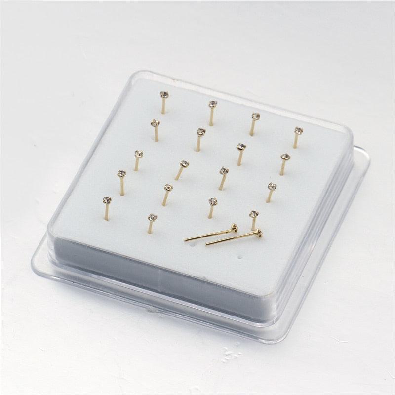 Straight Pin Nose Stud With Crystal Nose Piercing Body Jewelry Nose Studs Rings Piercing Pin Stud Acrylic Flexible Push-in Trendy Earrings Flat Bottom Labret Ear Bone Stud Classic Piercing Cartilage Tragus Earring Body Jewelry