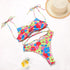 String Bikini Swimsuit Floral Print Swimwear Women Bathing Suit High Waist Bikini Set Beachwear Women's Floral Printed Swimsuit Knotted String Triangle Bikini Tie Side High Cut Cheeky Bikini Set