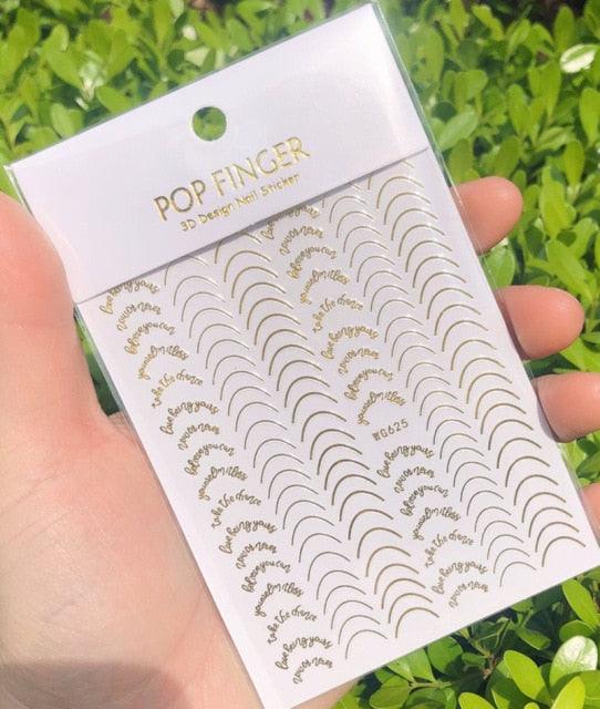 Stripe Line Nail Sticker Decal Thin Lining Line Art Self-Adhesive Peel Off Silver /Gold /White /Black Gold Stickers Accessories Strip Line Nail Decal Self-Adhesive 3D Wave Decal Decoration Metallic Curve Design Decoration for Women Girls