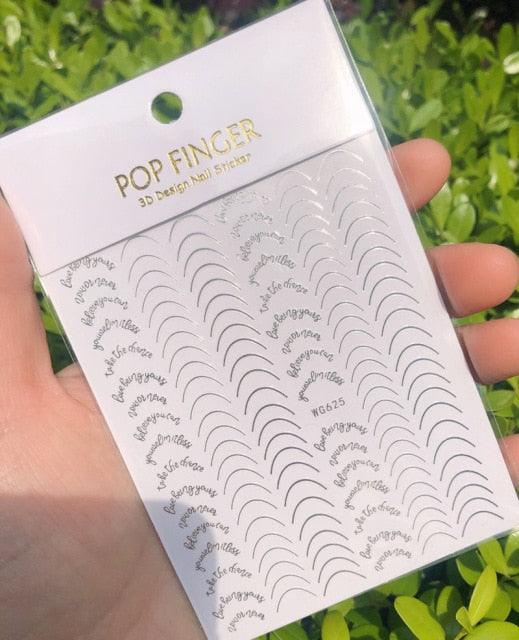 Stripe Line Nail Sticker Decal Thin Lining Line Art Self-Adhesive Peel Off Silver /Gold /White /Black Gold Stickers Accessories Strip Line Nail Decal Self-Adhesive 3D Wave Decal Decoration Metallic Curve Design Decoration for Women Girls