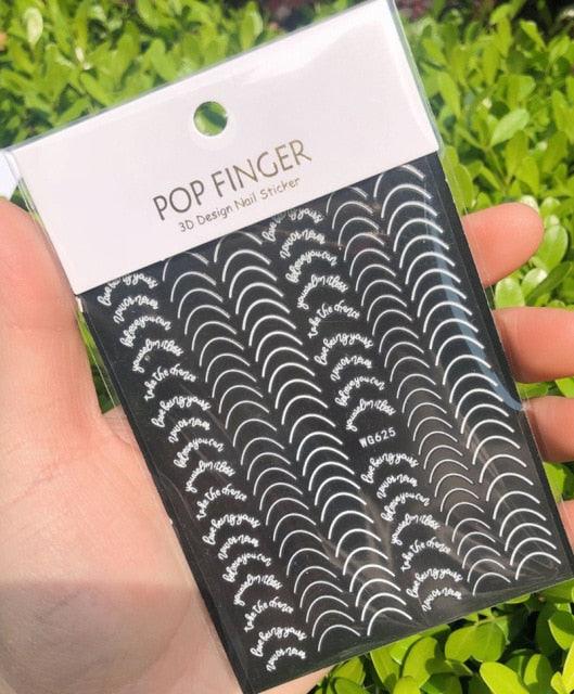 Stripe Line Nail Sticker Decal Thin Lining Line Art Self-Adhesive Peel Off Silver /Gold /White /Black Gold Stickers Accessories Strip Line Nail Decal Self-Adhesive 3D Wave Decal Decoration Metallic Curve Design Decoration for Women Girls