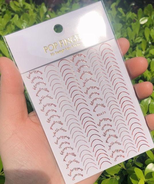 Stripe Line Nail Sticker Decal Thin Lining Line Art Self-Adhesive Peel Off Silver /Gold /White /Black Gold Stickers Accessories Strip Line Nail Decal Self-Adhesive 3D Wave Decal Decoration Metallic Curve Design Decoration for Women Girls