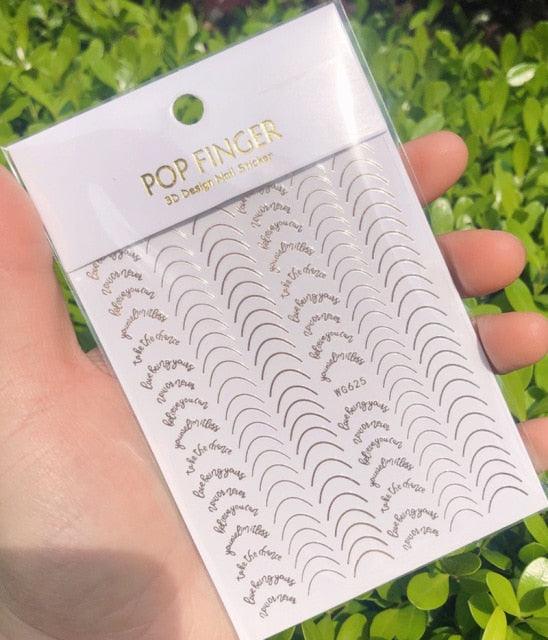 Stripe Line Nail Sticker Decal Thin Lining Line Art Self-Adhesive Peel Off Silver /Gold /White /Black Gold Stickers Accessories Strip Line Nail Decal Self-Adhesive 3D Wave Decal Decoration Metallic Curve Design Decoration for Women Girls