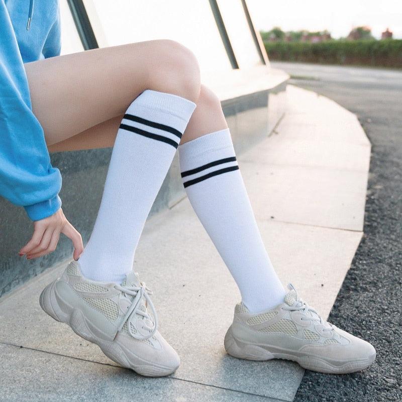 Striped Long Warm Thigh High Stockings Women's Casual Tube Thigh High Socks for School Over Knee High Socks for girls - ALLURELATION - 500, basketball socks, casual socks, cute socks, cycling socks, female socks, footbal socks, long warm socks, school socks, Socks, socks for girls, socks for women, thigh highy socks, tube high socks, warm socks, warm stockings - Stevvex.com