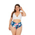 Striped Plus Size Women 2 Pieces Bikini Women's Plus Size Bathing Suits Two Piece High Cut Bikini Sets Waist Swimsuits Swimwear Large Size Swimsuit Off Shoulder High Waist Bathing Suit High Cut Swimwear