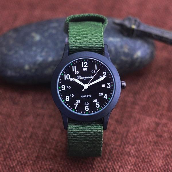 Students Learning Time Quartz Watches Girls Water Resistant Gifts Clock Kids Canvas Fashion Wristwatches Dark Watches For Men Waterproof  Field Outdoor Sport Mens Wristwatch With Nylon Band