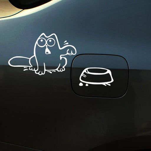 Styling The Feeding Cartoon Car Fuel Cap Stickers Funny Cat Lover Decal Vinyl Sticker Decals Accessories Cat Hungry Cat Feed Me! Vinyl Decal White Funny Cat Stickers For Cars