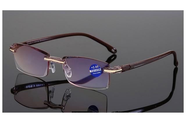 Stylish Fashionable  Blue Light Blocking Rimless Reading Glasses Women Men Simple Modern Square Frameless Diopters Glasses Frameless Reading Glasses Blue Light Blocking Rimless Computer Reader Lightweight Anti Glare Filter Eyeglasses