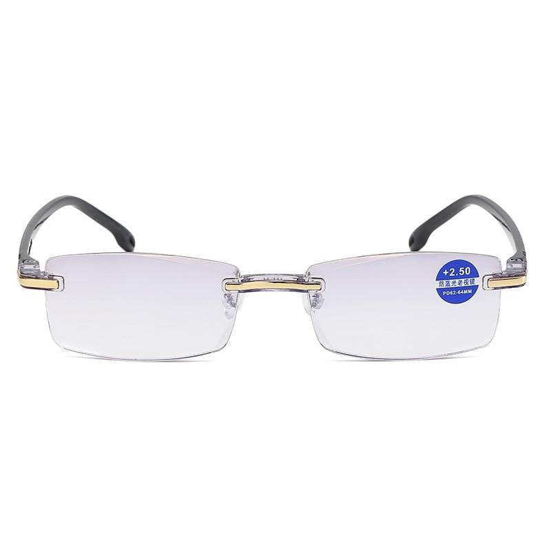 Stylish Fashionable  Blue Light Blocking Rimless Reading Glasses Women Men Simple Modern Square Frameless Diopters Glasses Frameless Reading Glasses Blue Light Blocking Rimless Computer Reader Lightweight Anti Glare Filter Eyeglasses