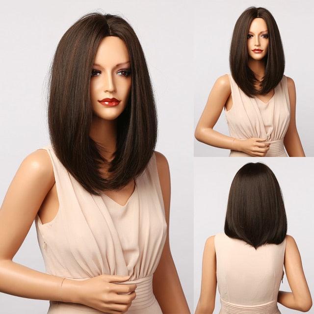 Stylish Light White Blonde Ombre Short Bob Wigs for Women Synthetic Straight Hair Wig Natural Cosplay Party Middle Part Wigs Wigs For Black Women Gifts for Bestfriends