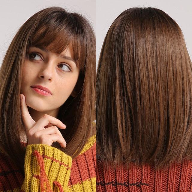 Stylish Light White Blonde Ombre Short Bob Wigs for Women Synthetic Straight Hair Wig Natural Cosplay Party Middle Part Wigs Wigs For Black Women Gifts for Bestfriends