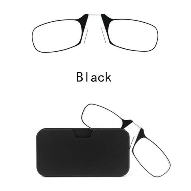 Stylish Polarized Legless Clamp Nose Reading Lightweight Glasses For Men And Women Unique Design  Portable Glasses Case Can Be Attached To The Mobile Phone Case Anti Blue Light Glasses ectangular Reading Glasses