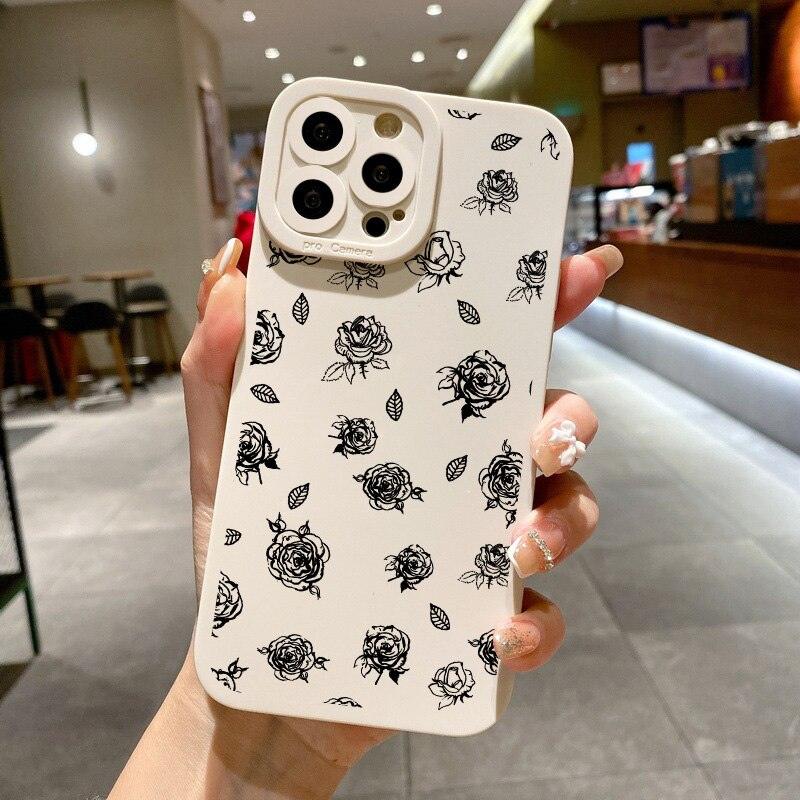 Stylish Soft Bumper Shockproof Anti-Slip Protector Fashion Case For iphone 13 Case Flower Phone Case For iphone 11 14 12 13 Pro Max Simple flower For iphone XS X XR 7 8 Plus SE 2020 Soft Cover