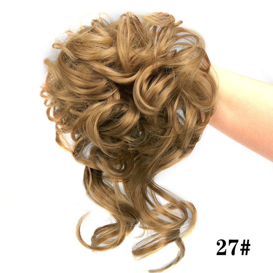 Stylish Synthetic Hair Bun Chignon Messy Curly Hair Band Elastic Scrunchy False Hair Pieces For Women Hairpins Black Brown Clip in Hair Extension For Volumized Hair Buns For Girls